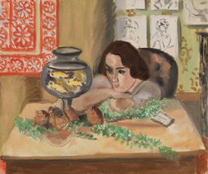 Fiatal nő egy akvárium előtt (Jeune fille devant un aquarium) alkotó: Henri Matisse