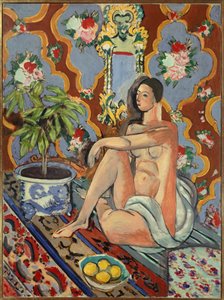 figura dekoratív díszes háttérben 1925 (olaj, vászon ) alkotó: Henri Matisse