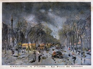 Ciklon Párizsban, a Place du Châtelet, 1896 alkotó: Henri Meyer