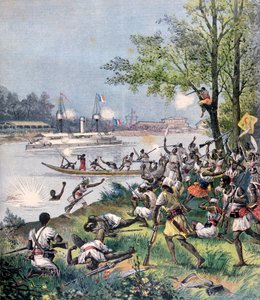 A franciák támadása Dahomey falusi lakosai ellen, 1892 alkotó: Henri Meyer