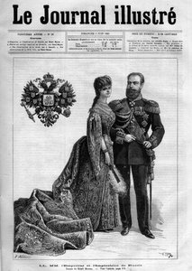 III. Sándor orosz császár (1845-1894) és impressz Dagmar dán (1847-1928) – Az 1883-as „Az illusztris napló” címlapja – Henri Meyer (1844-1899) rajza alkotó: Henri Meyer
