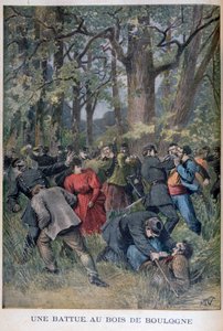 Harc csendőrök és civilek között a Bois de Boulogne-ban, Párizsban, 1895 alkotó: Henri Meyer