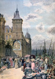 Virágpiac tavasszal, Párizs, 1893 alkotó: Henri Meyer