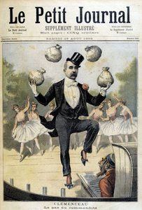 Georges Clemenceau fonttal zsonglőrködik – az 1893.08.19-i „” Le Petite Journal”-ban alkotó: Henri Meyer