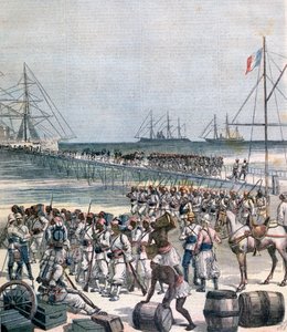 A szenegáli csapatok partraszállása a Cotonou-i New Wharfnál, Beninben, 1892 alkotó: Henri Meyer