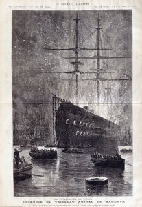A touloni katasztrófa: a „” Le Magenta”” zászlóshajó tüze – a „” Le Journal Illustrousse”-ban, 1875 alkotó: Henri Meyer