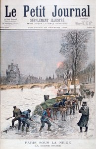 A befagyott Szajna, tél, Párizs, 1895