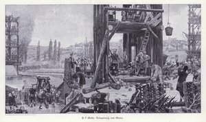 Alesia ostroma, Gallia, ie 52, Illusztráció a modern művészetből mesteri fametszeteken (Richard Bong, Berlin, 1904 körül (metszet) alkotó: Henri Paul (after) Motte