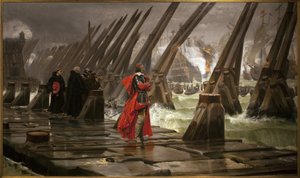 Richelieu a La Rochelle gátján, Henri Motte (1846-1922) festménye