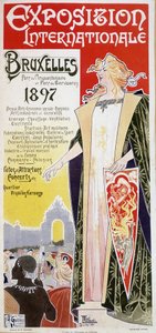 Az 1897-es brüsszeli nemzetközi kiállítás plakátja, Henri Privat Antoine Theodore Livemont (néha Privat-Livemont néven) (1861-1936)