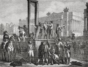 Robespierre és követőinek kivégzése 1794-ben, Jonnard metszete. alkotó: Henri Renaud