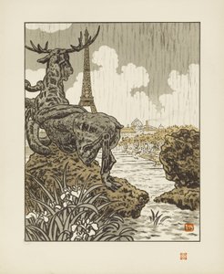 Frémiet jávorszarvasa mögött [Az Eiffel-torony harminchat látképe] alkotó: Henri Rivière