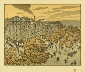 A Clichy sugárútról [Az Eiffel-torony harminchat látképe] alkotó: Henri Rivière
