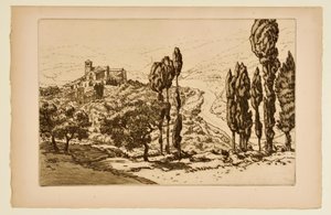 [Az assisi bazilika a La Rocca felől nézve] alkotó: Henri Rivière