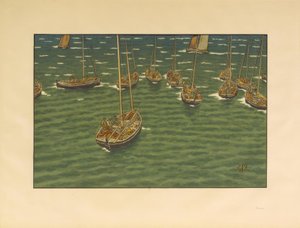 Hajók horgonyozva Tréboulban alkotó: Henri Rivière