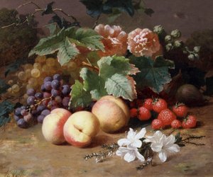 Virágok és gyümölcsök csendélete. Henri Robbe (1807-1899) festménye Magángyűjtemény. alkotó: Henri Robbe