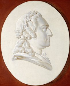 XV. Lajos király portréja, mellig érő, festett oválisban, Trompe l