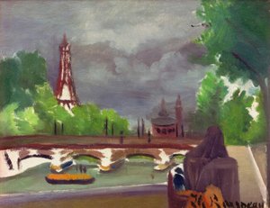 Vázlat, kilátás az Eiffel-toronyra és a Trocadero-ra alkotó: Henri Rousseau
