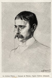 Dr. Carl Peters (1856-1918) német felfedező portréja. Thiriat metszete az „Au secours d