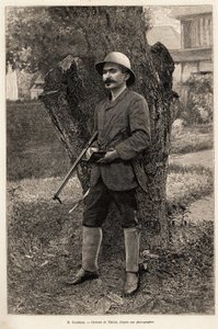 Henri Coudreau (1859-1899), földrajzprofesszor és az Amazonas felfedezője (Brazília) portréja. Thiriat metszet, hogy illusztrálja a történetet „” indiánjaink körében, négy év utazás Francia Guyanában”