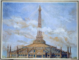 Az Eiffel-torony terve az 1900. évi egyetemes kiállításhoz Gouache, Henri Toussaint (1849-1911) 1900 V. 0,9x1,14 m Párizs, Muse d
