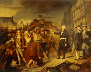 Kervegan nantes-i polgármester megállítja a parasztok lázadását az útdíjsorompónál 1790-ben