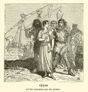 Julius Caesar a cilíciai kalózok fogságába esett, miközben átkelt az Égei-tengeren, ie 75 körül (metszet)