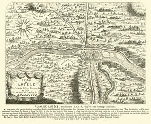 Lutetia római város terve, a modern Párizs helye (metszet)