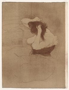 Elles: Haját fésülködő nő alkotó: Henri de Toulouse-Lautrec
