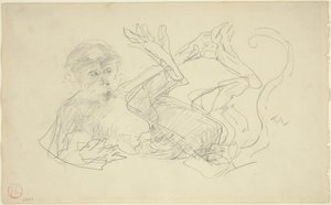 Ein Affe spielt auf seinem Rücken, 1880 von Henri de Toulouse Lautrec