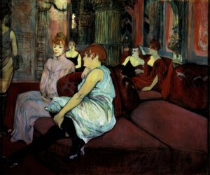 A rue des Moulins szalonjában alkotó: Henri de Toulouse Lautrec