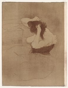 Elles: Haját fésülködő nő alkotó: Henri de Toulouse-Lautrec