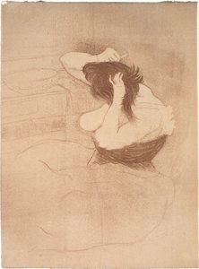 Haját fésülködő nő, frizura alkotó: Henri de Toulouse-Lautrec