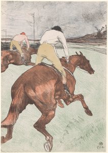 "Le Jockey" Két zsoké lóháton Le jockey (eredeti cím) Lóverseny (sorozat címe) Tanfolyamok (sorozat címe) alkotó: Henri de Toulouse Lautrec