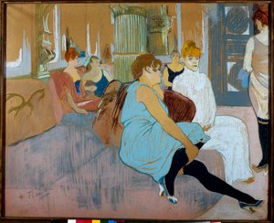 A szalon a rue des Moulins-ban (Párizs). Henri De Toulouse Lautrec (Toulouse-Lautrec) akvarellje (1864-1901) alkotó: Henri de Toulouse Lautrec