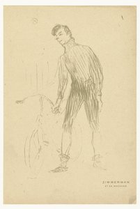 Portré Albert Zimmerman kerékpárosról és kerékpárjáról Zimmerman et sa machine (cím az objektumon) alkotó: Henri de Toulouse-Lautrec