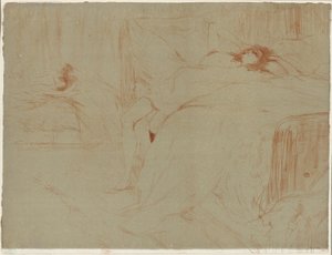 Háton fekvő nő, Lassitude, tízes tányér az Elles-től alkotó: Henri de Toulouse-Lautrec
