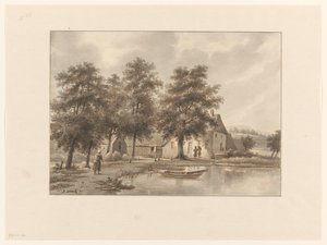 Kilátás egy farmra a víz mellett alkotó: Henricus Franciscus Wiertz (signed by artist)