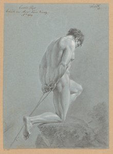 Térdelő férfi akt, oldalnézetben (1. díj 1809) alkotó: Henricus Franciscus Wiertz