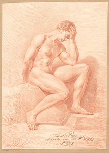 Ülő férfi akt, oldalnézet (2. díj, 1807) alkotó: Henricus Franciscus Wiertz
