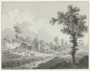 Táj vízimalommal a patakon alkotó: Henricus Josephus Antonissen