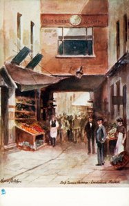Old London: Ship Tavern Passage, Leadenhall Market (színes litográfia) alkotó: Henrie Pitcher