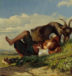 Pásztorfiú kecskékkel alkotó: Henrik August Helland