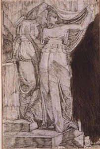 Két női alak áll a lépcsőn, Róma, 1787. május alkotó: Johann Heinrich Füssli