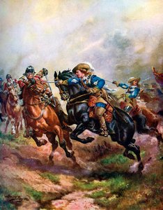 "Rupert herceg lovasságának rohama Edgehillben 1642-ben", 1920 alkotó: Henry A Payne