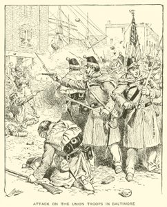 Támadás az uniós csapatok ellen Baltimore-ban (litho)