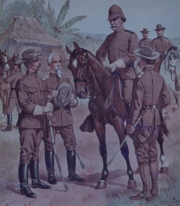 Spanyol-amerikai háború 1898, amerikai csapatok, lovas Lawton tábornok, az 5. hadsereg hadtestének második hadosztályának parancsnoka, Kubában alkotó: Henry Alexander Ogden