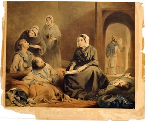 „Works of Mercy: Therapia Hospital, 1855. január 1.”, metszet: J.A. Vinter, kocsma. Rudolph Ackermann, 1855. február 19