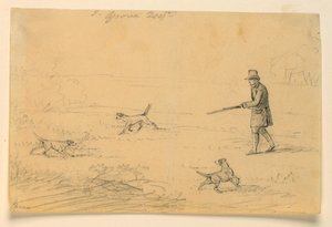 Tanulmány egy úriemberről három kutyával, vadászat alkotó: Henry Bernard Chalon