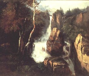 Egy alpesi vízesés alkotó: Henry Bright